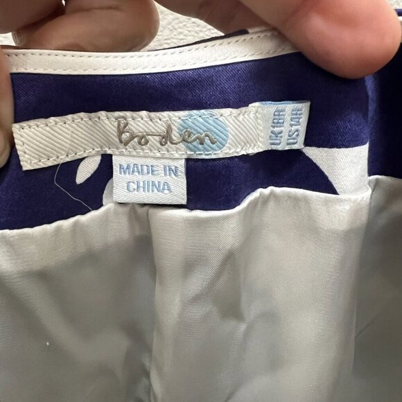 Boden Marilyn Fit and Flare Dress Blue & White Print 14R - Picture 5 of 9